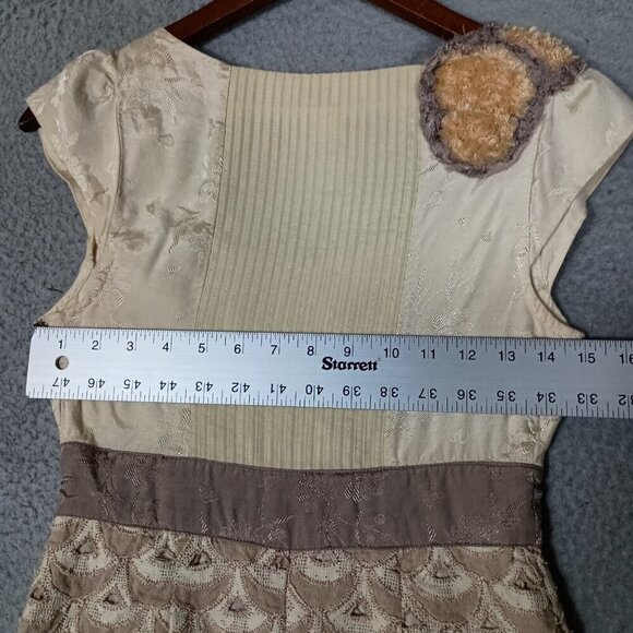 Anthropologie Floreat Sheath Dress Women's 0 Beige Babergh Tapestry Cap Sleeve - Picture 16 of 16